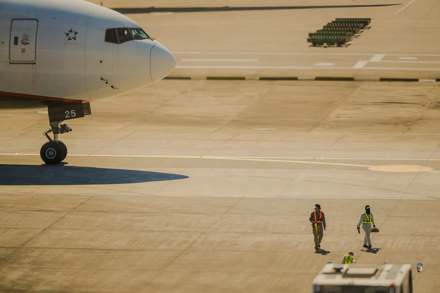 An aircraft on the apron with crew walking beneath it — Airline Crew Transport Frankfurt — Airport Hotel Transfers